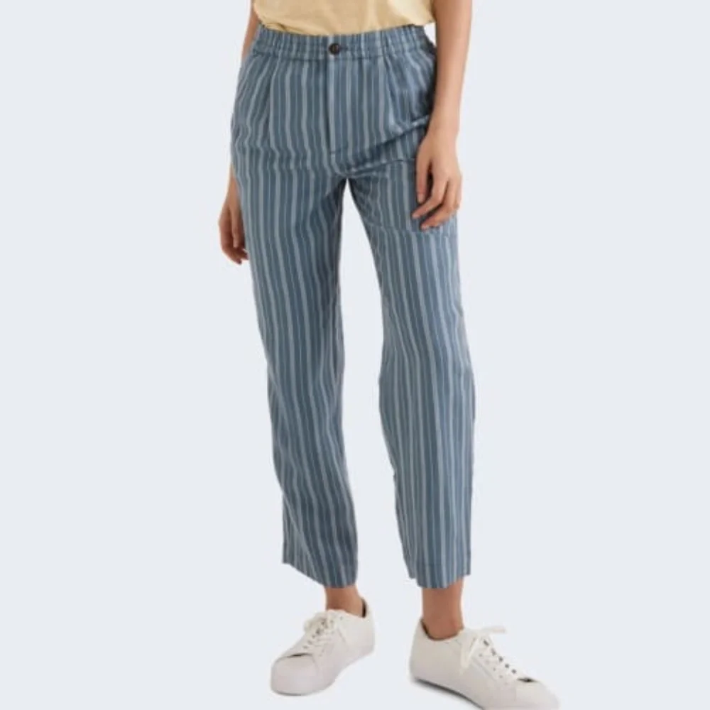 Madewell Linen Blend Track Trousers in Stripe - Picture 3 of 5